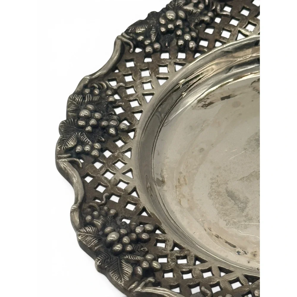 Vintage Godinger Silver Plated Grapevine Wine Bottle Coaster 7